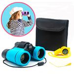 Kids Binoculars Best Gifts for 3-12 Years Boys Girls High-Resolution Optics Shockproof Mini Compact Binocuolar Toys Folding Small Telescope for Bird Watching Camping Outdoor Play