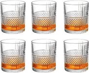 Jinelza Crystal Whiskey Glass Set of 6, 205 ML Heavy Base Rocks Barware Glasses Diamond Glass for Scotch, Brandy Glass and Cocktail Drinks for Wine, Whiskey, Party Glass