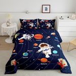 Feelyou Solar System Comforter Set Twin Size Outer Space Comforter for Kids Teens Adults Universe Planets Bedding Set Cute Astronaut Blue Duvet Set Room Decor 2Pcs with 1 Pillow Case