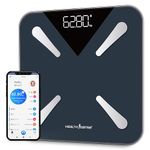 HealthSense Bluetooth BMI Weight Machine for Body Weight, Digital Body Fat Analyzer & Smart Body Composition Scale with Mobile App, 14 Body Parameters, LED Display & 1 Year Warranty - BS191