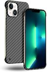 GRECAZO Ultra-Thin Frosted Soft Touch Skin Borderless Carbon Fiber Bump Texture Case for iPhone 14 Phone Case 6.7"(2022) Slim Minimalist Lightweight Frameless Matte Hard Cover Case-Black