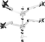 Mount-It! Quad Monitor Desk Mount With Full Motion Height Adjustable Arms | Premium Modular Computer Screen Mount With VESA 75x75, 100x100 mm Pattern | Grommet Base, Silver