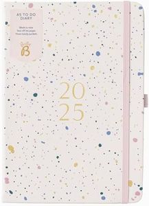 Busy B A5 Weekly 2025 Planner Diary 2025 with To-Do Lists & Notes Pages – Work, School, Office Nude Spray Journal - Week-to-View Layout, 3 Pockets & Year Planner