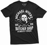 Michael Myers Halloween Shirt Horror Movie Shirt Butcher Shop Always Fresh Shirt Scary Halloween Tee, Black, X-Large