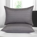 Moonlight Bedding Pillow cases 2 pack - Grey Stripe 48x74cm Luxury Pillowcase 100% Microfiber Hotel Quality Pillow Cover - Super Soft and Breathable Pillow Case