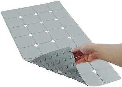 Bathtub Mat Non Slip Silicone Soft Odorless Large Bath Mat with Suction Cups for Shower Mat Non Slip Extra Long Bath Mat 15x28inch Grey