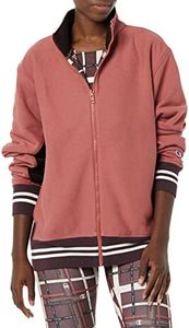 Champion Women's Making The Cut Season 3 Episode 2 Collab Curtis' Reversible Track Jacket, Sandalwood Red/Champion Tapes Red, Large