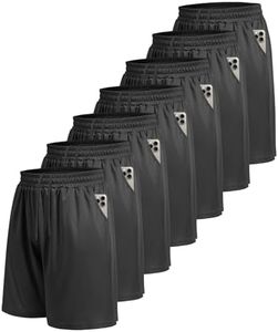 BOOJO 7 Pack Mens Athletic Shorts - Gym Basketball Running Workout Quick Dry Black Shorts with Pockets for Casual Performance