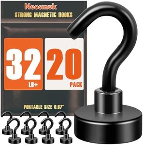 Neosmuk Magnetic Hooks, Cruise Ship Essentials, 32lb+ Heavy Duty Magnetic Hooks for Cruise Cabins, Refrigerator, Grill, Hanging, and Travel | Extra Strong Must-Haves Magnet Hook,Black