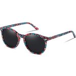 DUCO Classic Round Polarized UV400 Protection Vintage Shades Sunglasses for Women DC1230 (Colorful)