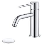 Chrome Bathroom Faucet Single Hole, Single Handle Water Faucet for Bathroom with Pop Up Drain Assembly and Water Faucet Supply Lines