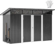 DWVO 9x4 FT Outdoor Storage Shed with Acrylic Windows, Utility Tool Shed Metal Storage Garden Shed with Door & Lock for Bike Storage, Waterproof Trash Shed for Backyard Garden Patio, Dark Gray