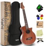 VANPHY Electric Concert Ukulele for beginners, Acoustic-Electric Ukelele 23 inch Adults Starter, Professional Electric Concert uke sapele Bundle with gig bag tuner picks (Concert-EQ)