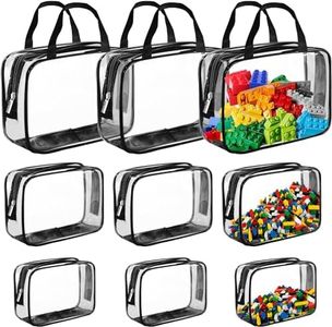 9 Packs Toy Storage Bags, Clear PVC Toy Storage Bags with Zippered, Waterproof Toy Bags for Board Games, Handheld Toy Storage Organizer for Building Blocks Board Games Toys (Black)