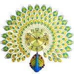 Kriva 27.6" Peacock 3D Metal Wall Clock- Decorative, Luxury, Silent Movement, Non-Ticking, Perfect For Living Room, Hotel, Home Decor, 1-Pcs,Blue, Analog