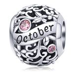 Lorrifal October 925 Sterling Silver Original Birthstone Charms fit Pandora Bracelets Necklace Perfect Jewelry Birthday Loved Beads Gift for Women Girls Mom Daughter