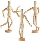 3 Pack Posable Art Figure Model, Flexible Wooden Drawing Mannequin for Artists, Sketching 33 cm (13 in)