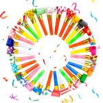 AWAVM 25PCS Colourful Whistles Blower, Party Blow Roll, Party Poppers, Noisemakers, Party, Birthday, Celebration, Color Random