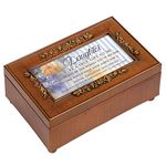 Daughter You're a True Gift to Me Woodgrain Embossed Jewelry Music Box Plays Amazing Grace