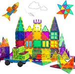 ANVIE & ABEER® Set of 80 Pcs Magnetic Building Tiles for Kids, Educational Stacking Blocks for Boys Girls, Magnets Construction Toys,Stem Preschool Toy (Big Tiles Set of 80 PCS with 1 Car Chasis)