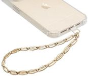 GVIEWIN Phone Charm Gold Metal Chain Phone Wrist Strap with Tether Tab, [Hands-Free & Anti-Drop] Detachable Fashion Phone Lanyard Wristlet for Women Girls for iPhone & Most Smartphones, Golden