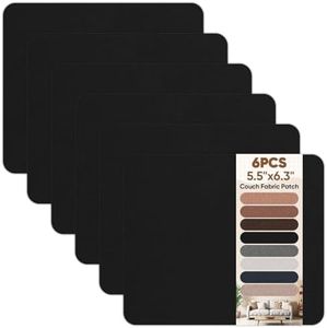 TYJLII Couch Patch Repair Fabric,6-Piece Self-Adhesive Microfiber Patches，Quick Fix Sofa Chair Car Seat,Furniture,Upholstery Repair Kit. (Black)