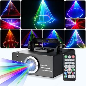 DJ Laser Lights for Party(No APP), 3D Animation Loop, Laser Light Shows, DMX512 RGB Stage Laser Projector, Sound Activated Beam Effect, Perfect for Disco, Karaoke, Halloween, Christmas