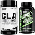 Nutrex Research CLA, 90 Soft Gels - 1000mg Conjugated Linoleic Acid - and Lipo-6 Cleanse & Detox for Weight Loss