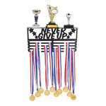 SUPERDANT Never Give Up Trophy and Medal Display Shelf Inpirational Medal Hanger Display Trophy Shelf Sports Medal Holder Metal Award Display Shelf Wall Mount Award Ribbon Display for Athletes Gifts