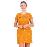 Stories.Label Women Cotton Long T-Shirt Dress in Knee Length with Side Pockets Include Plus Sizes, Regular Fit Stylish Casual T-Shirt Dresses for Girls (Yellow, S)