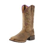 Ariat Women's Hybrid Rancher Western Cowboy Boot, Distressed Brown/Hot Leaf, 7 B US