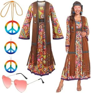Costume Hippie des Années 70 pour Femme, Style Années 60s 70s Costumes Hippie, Costume des Années 70 et 60, Tenue Discothèque pour Femmes, Costumes Hippie Tenues, Deguisement Hippie Femme