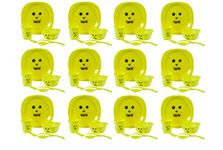 GALOOF 5 Pcs Plastic Dinner Set for Kids | Small Size Smily Printed Dinnerware Plate for Return Gift for Kids Birthday Party (Set of 12 Dinner Set) (Yellow)