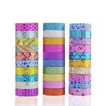 Phantomon Washi Tape Craft Tape Set 30 Roll Wide Decorative Tape for Art, DIY Decor, Scrapbook, Glitter Washi Masking Kids Tape