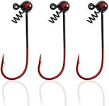 FUSIGO Shakyhead Jig Hooks, 10PCS Football Jig Heads for Bass Fishing Worm Lure Fishing Jigs Long Shank Sharp Barbed Fish Hook (1/4oz)