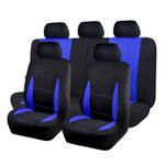 Flying Banner Flat Cloth Universal Fit Car Seat Covers Full Set with Airbag Compatible (Black and Blue)