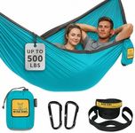 Wise Owl Outfitters Camping Hammock - Portable Hammock Double Hammock Camping up to 500lbs, Accessories for Outdoor, Indoor w/Tree Straps, Double Blue & Grey