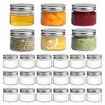 ComSaf Mason Jars with Airtight Metal Regular Lids,Sealed Clear Glass Jar with Wide Mouth for Spices,Honey,Jam,Candy,Jelly,Canning,Pickle,for Gifts,Wedding and Birthdy Favors (24, 5oz/150ml)