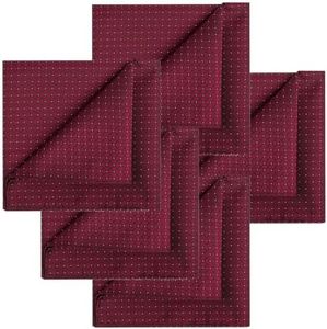 KissTies 5 PCS Burgundy Red Pocket Square Wedding Handkerchiefs Gift Set