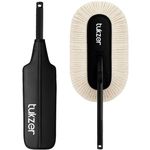 Tukzer Super-Soft Microfiber Car Duster Brush with Detachable Handle| Strong Absorption, Scratch-Free Cleaning Tool for Wet & Dry Dusting/Polishing/Washing for Bike, Car, Truck, Office, Kitchen-White