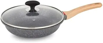 hansubute Nonstick Induction Stone Frying Pan with Soft Touch Handle,Children Protection Function (11inch with lid)