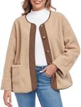 Vidifid Womens Sherpa Fleece Jacket Casual Long Sleeve Button Up Corduroy Fuzzy Warm Winter Coats Outerwear with Pockets(Khaki,XL)