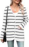 Zeagoo Women's V Neck Button Long Cardigan Sweater Casual 2025 Fall Knit Sweater Blazer with Pockets