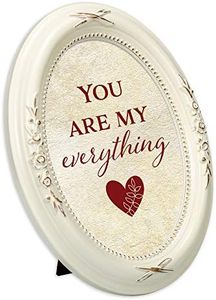 Cottage Garden You are My Everything Distressed Ivory Floral 5 x 7 Oval Table Top and Wall Photo Frame