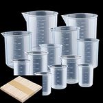 12 Pack Resin Mixing Cups,Liquid Measuring Mixing Cups for Epoxy Resin, Graduated Plastic Measuring Cups for Resin, Cups for Resin Epoxy Paint Food, Lab Use, with 50 PCS Mixing Sticks