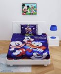 Kuber Industries Disney Team Mickey Print Silk Special Long Crush Single Bedsheet with 1 Pillow Cover (Royal Blue)-KUBMART010144