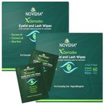 NOVEHA Demodex Eyelid & Lash Wipes | Box of 60 Individually Wrapped Extra Strength Cleansing Eyelash Wipes - Battles Irritated Eyes - Naturally Remove Debris (Pack of 2)