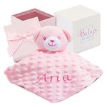 Personalised Baby Gifts - Baby Girl Comforter in its Own Pink Gift Box, Personalised Comforter for Baby Girls, Personalised Baby Girl Teddy Comforter, Personalised Baby Blankets - Pink