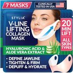 Stylia V Line Lifting Collagen Face Mask - Lift, Firm & Contour Jawline - Double Chin Strap with Hyaluronic Acid & Aloe Vera - Hydrating Neck & Face Tightening Mask - Chin Strap for Sleeping - 7PC