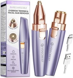 VG VOGCREST Eyebrow Facial Trimmer: 2 in1 Rechargeable Facial Hair Removal and Eyebrow Shaver - Face Lips Body Painless Facial Razor with Built-in LED Light (Solar Purple)